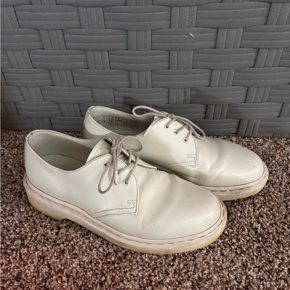 All White Dr. Martens 1461 Mono Leather Oxfords